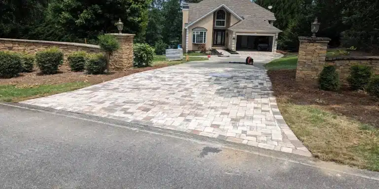 Paver patio driveway install