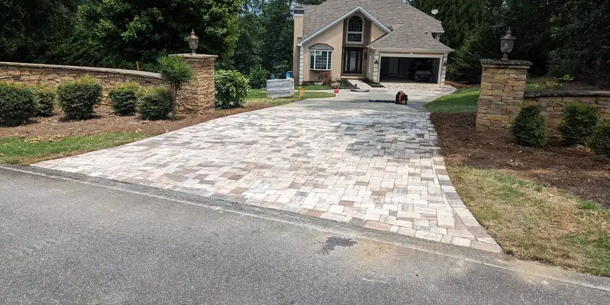 Paver patio driveway install