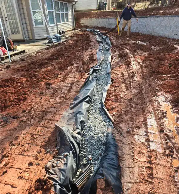 Backyard Drainage System Installed in a Buford Landscape