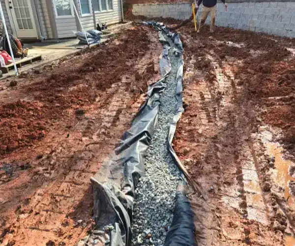 French Drain Drainage Solution in Braselton Georgia.