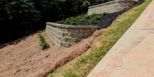 Steep side yard landscaping in Sugar Hill, GA