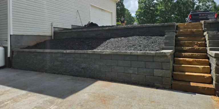 terraced backyard in Braselton, Georgia