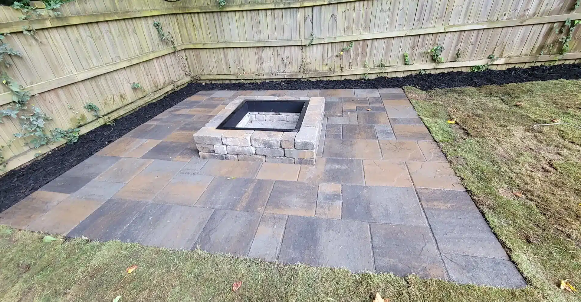 Outdoor paver patio with fire pit